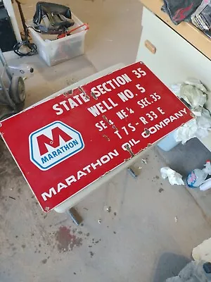 Vintage/rare Marathon Porcelain Oil Lease  Sign-awesome Survivor-great Color  • $549.99