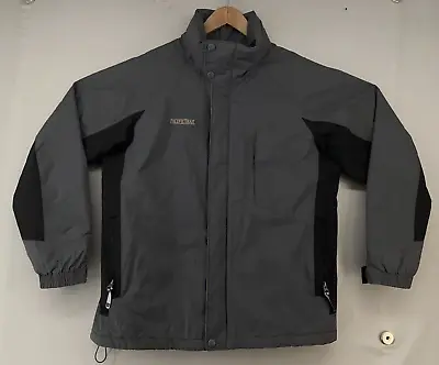 Pacific Trail Coat Jacket M -Gray-Black-Zip-Packable Hood-Insulated-Weatherproof • $24.61