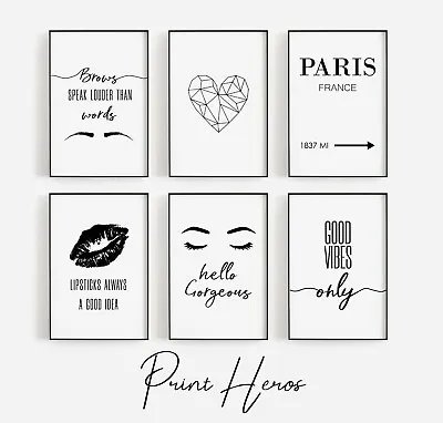 Fashion Prints Black And White Funny Love Style Wall Art  Pictures Paris Poster • £3.49