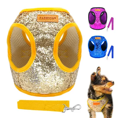 £10.63 • Buy Bling Sequins Cat Dog Harness And Lead For Small Pet Puppy Vest Yorkshire Poodle