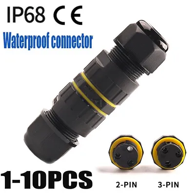 £4.98 • Buy Pack Of 1-10 IP68 Waterproof Wire Connector Electrical Cable Outdoor Plug Socket