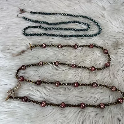 Vintage Mercury Glass Silver Bead Garland Christmas 2 36” Pieces • $44.79