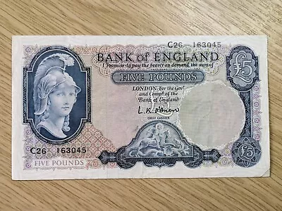 Bank Of England £5 Pound O'Brien 1957 (B277). • £23