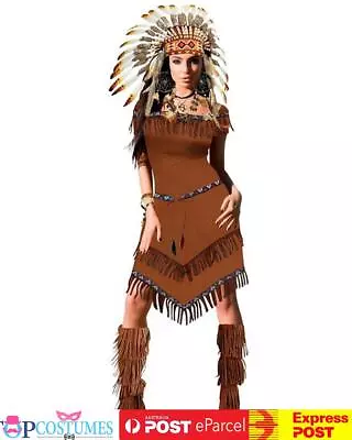 American Indian Princess Pocahontas Wild West Western Fancy Dress Costume • $46.45