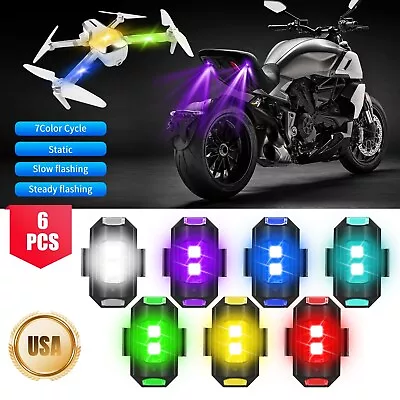 6× 7Colors LED Aircraft Strobe Lights MTB Taillight Anti-collision Warning Light • $12.48