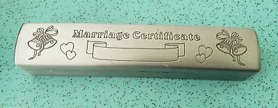 Decorative Metal Marriage Certificate Box Holder For Engraving Blue • £23.74