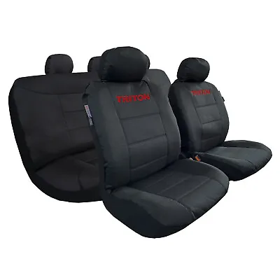 $208.99 • Buy Canvas Seat Covers Black Waterproof For Mitsubishi Triton Dual Cab MQ ML MN