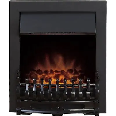 Adam Blenheim Black Inset Electric Fire Coal Heater Heating Real Flame Effect • £143.94