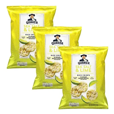 Quaker Rice Crisps SEA SALT & LIME 6.06oz Bag (3 Pack) FEB 2024 • £23.05