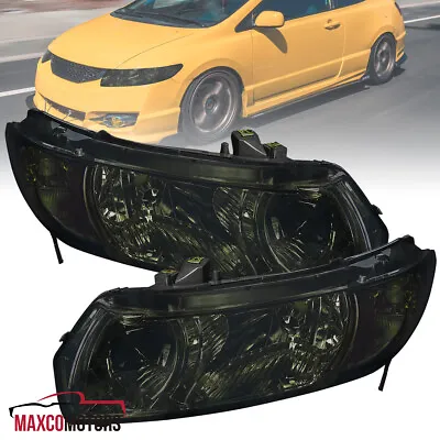 Smoke Headlights Fits 2006-2011 Honda Civic Coupe 2Dr Headlamps Left+Right Pair • $106.49