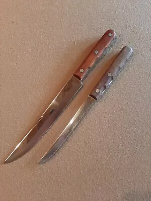 $34.95 • Buy Two Vtg Case XX Stainless Kitchen Knives Miracle Edge Serrated Blade Wood Handle