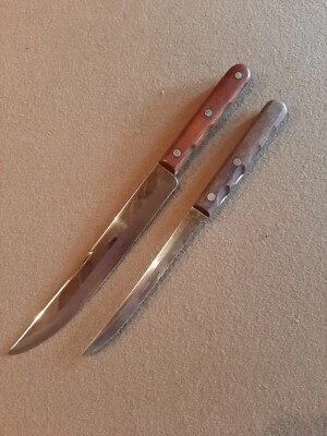 $34.95 • Buy Two Vtg Case XX Stainless Kitchen Knives Miracle Edge Serrated Blade Wood Handle