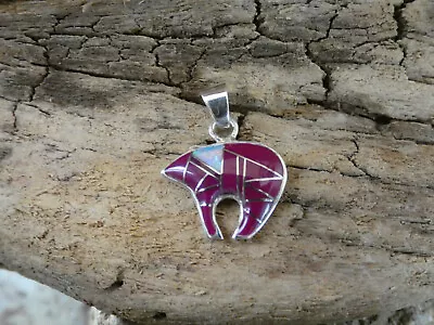 Bear Native Inspired Handcrafted Sterling Silver Sugilite Gemstone Pendant  P53 • $34.95