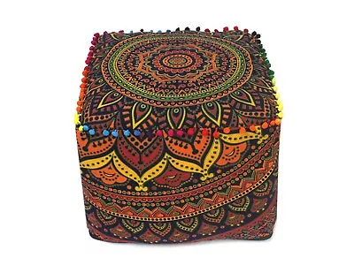 New Indian Ombre Mandala Floor Pillow Meditation Square Ottoman Foot Stool Cover • $19.74