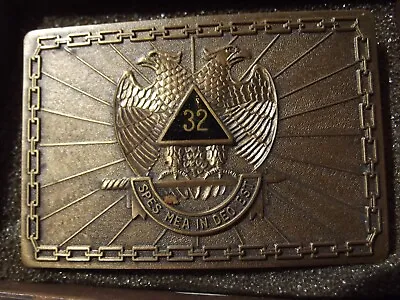 Vintage 1978 32ND DEGREE MASONIC BRONZE BELT BUCKLE SCOTTISH RITE KNIGHTS TEMPLA • $9.50