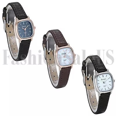 Womens Luxury Ultrathin Square Dial Leather Band Analog Quartz Sport Wrist Watch • $9.99