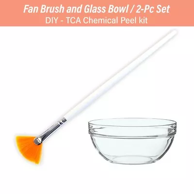 2-Pc Set Mask Fan Brush Glass Mixing Bowl Facial Chemical Peel (SB4022-JB3812) • $9.99