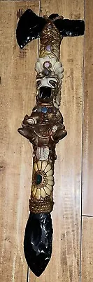 Aztec Mayan Tomahawk 27” H Knife Folk Art Obsidian Rain Stick • $225