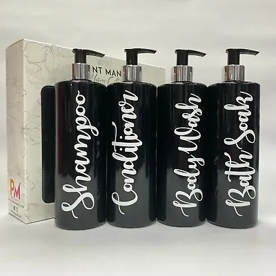 Mrs Hinch Inspired Black Personalised Pump Bottle Bathroom Lotion Shampoo • £16.50