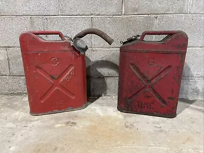 Lot 2 VTG Antique  Military Jerry Can 5 Gallon Gas Can US USA Army Jeep 1951 • $128