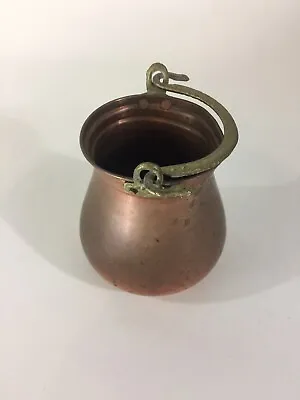 Vintage Middle East Copper Pot With Cast Brass Handle Approx. 4.5 Inches High • $18.90