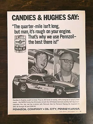 Vintage 1971 Candies & Hughes Pennzoil Racing Motor Oil Full Page Ad - 1022 • $6.99