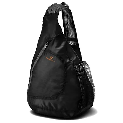 Lightweight Multipurpose Foldable Zipper Travel Sling Pouch Shoulder Bag - Black • $12.99