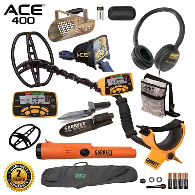 Garrett ACE 400 Metal Detector With ProPointer AT Digger Pouch Scoop And Bag • $603.02