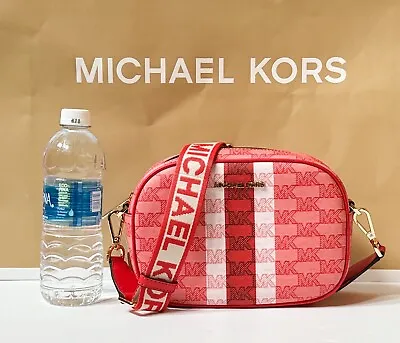 Michael Kors Jet Set Travel Md Oval Camera Crossbody Bag Mk Dark Sangria Multi • $96.80