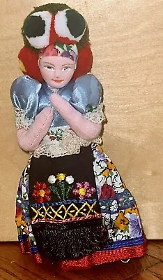 Vintage Hungarian Folk Art Hand Made Matyo Fabric Doll • $18.99