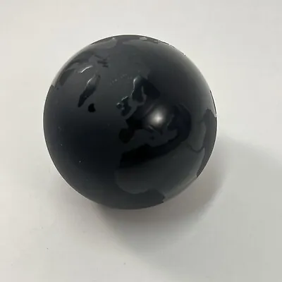Vintage Crystal Glass World Globe Earth Paperweight Black Frosted Etched Glass • $23