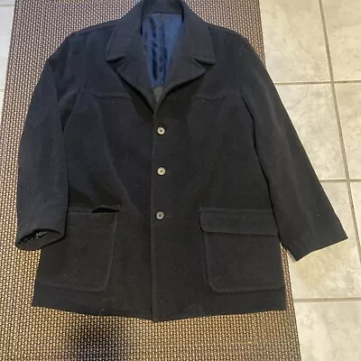 Mens Perry Ellis Cashmere Overcoat Size Large Buttons . • $20