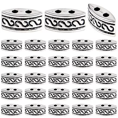 100pcs Antique Silver Spacer Bars Beads Alloy 2-Hole Loose Beads Multi Strand... • $13