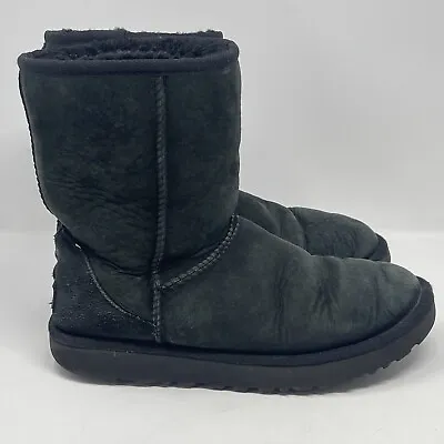 Ugg Classic Short II Boots Womens 9 Black Shearling Suede 1016223 • $27.99