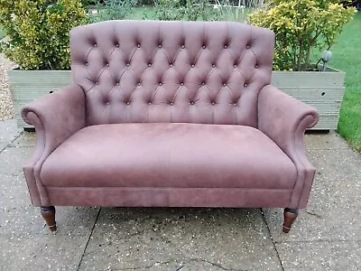 Laura Ashley Lancaster Compact 2 Seater Chesterfield Leather Sofa Excellent Cond • £595