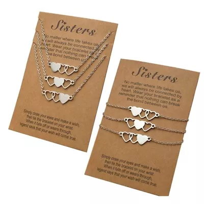 3 Pcs Best Friend Bracelets With 3-pcs Long Distance Friendship Card Necklaces • $19.14