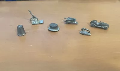 Monopoly Metal Game Pieces Tokens Lot Of 6 Hat Iron Car Wheelbarrow • $5.63