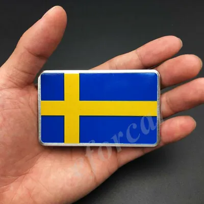 Aluminum Sweden Flag Car Emblem Badge Gift Saab Motorcycle Gas Tank Sticker • $4.90