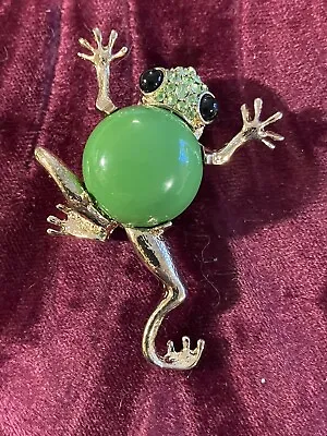 Ciner Vintage Green Frog Pin-Book Piece Page 93-Best Of Costume Jewelry • $175