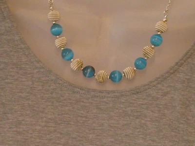£0.99 • Buy M&S Silver/blue Beaded Chain Necklace
