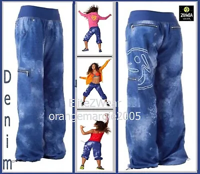 ZUMBA CARGO PANTS Converts To Capri DANCE FITNESS Soft Danceable Denim S M L XL • £105.10