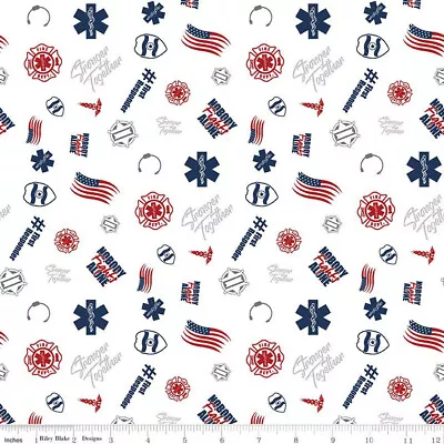 Medical First Responder Nobody Fights Alone White Cotton Fabric Riley Blake Yard • $10.98