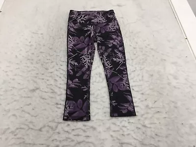 Marika Sport Capri Pants Womens S Small 4-6 Black Purple Floral Graphic Elastic • $3.60
