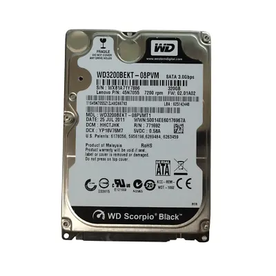 Western Digital WD3200BEKT 320GB 7200RPM SATA 2.5   Notebook Hard Disk Drive • £10.79