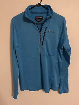 Patagonia 40109 Regulator R1 1/2 Zip Pullover Jacket Grid Fleece Blue - Men's M • $64.99