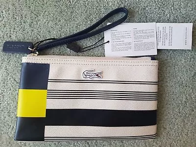 LACOSTE White Stripe Block Nautical Wristlet Clutch Bag BNWOT • $140