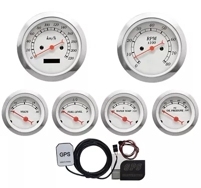 MOTOR METER RACING Classic 6 Gauge Set Electrical GPS Speedometer KMH °C PSI • $415.79