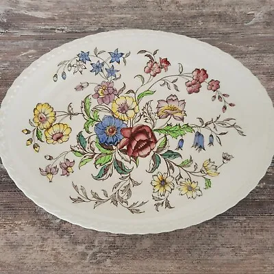 Vintage Vernon Kilns Oval Serving Platter 14  May Flower USA Made Fall Dishes • $26.23