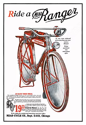 Mead Ranger Bicycle – 1931 Beautiful Vintage Poster • $19.95
