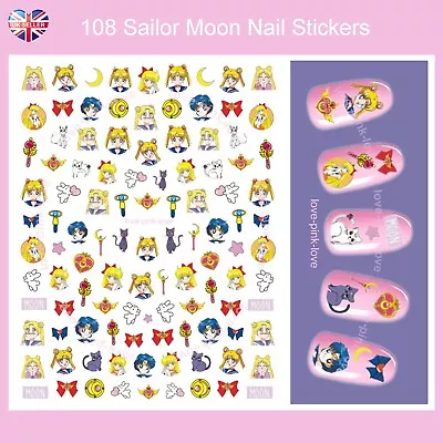 🌸 SAILOR MOON 108 3D Nail Art Stickers Decals Transfers Kawaii UK SELLER🌸 • £2.99